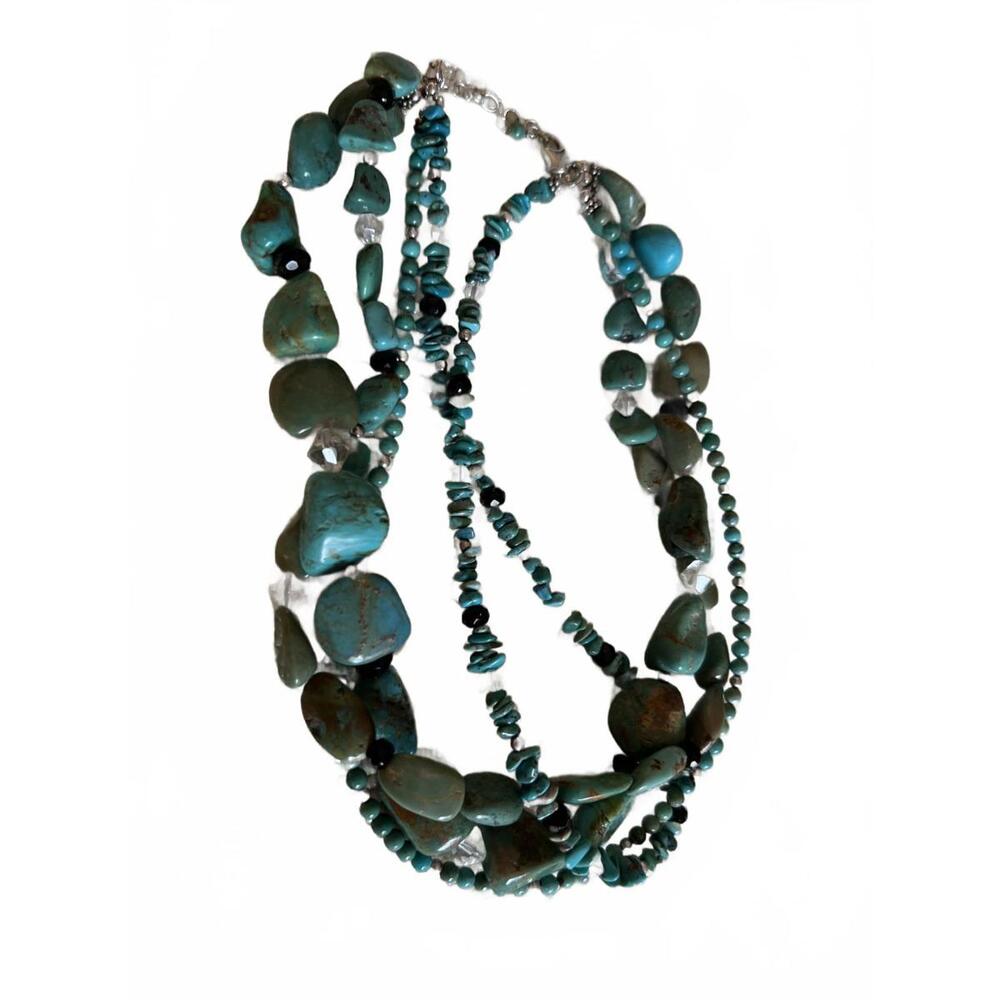 Silpada Sterling Silver Turquoise Obsidian 4-Strand Necklace - Picture 5 of 9